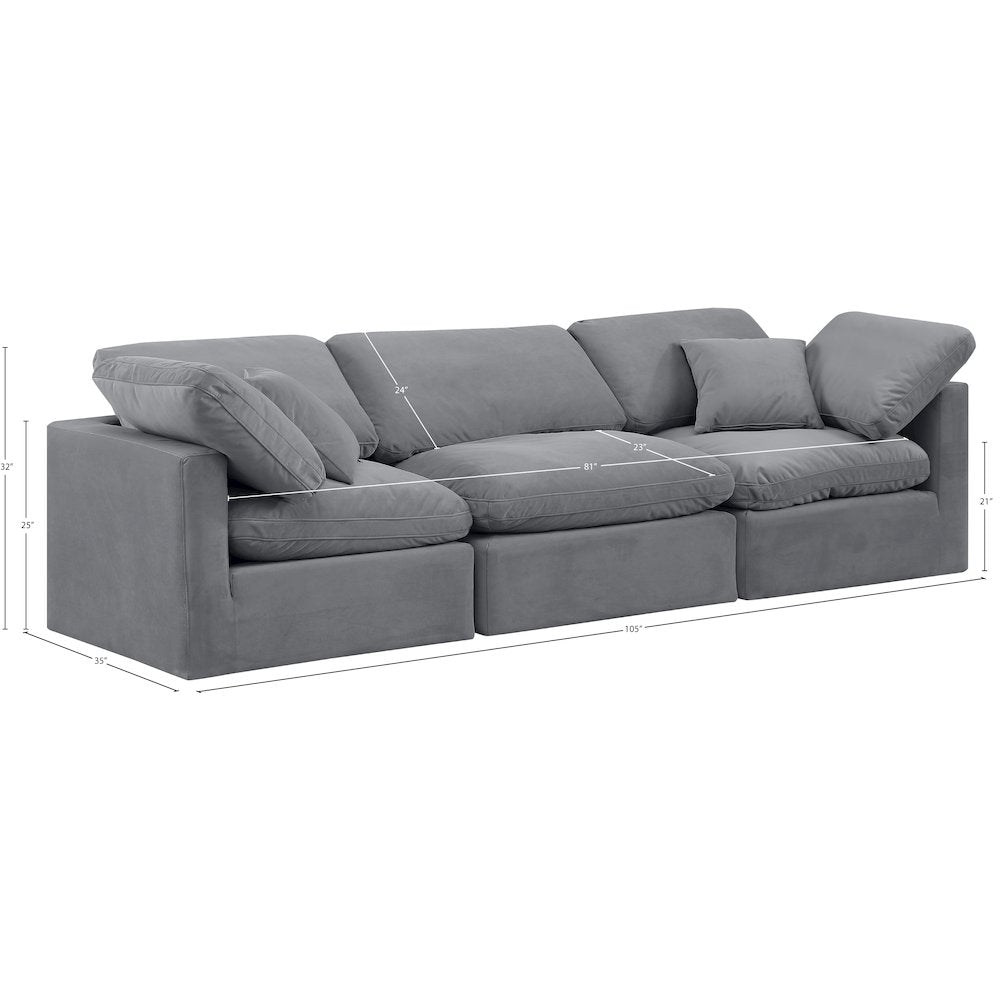 Indulge Grey Velvet Modular Sofa