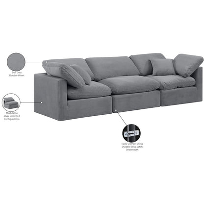Indulge Grey Velvet Modular Sofa
