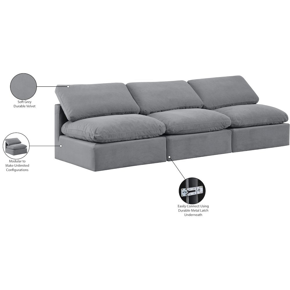 Indulge Grey Velvet Modular Sofa