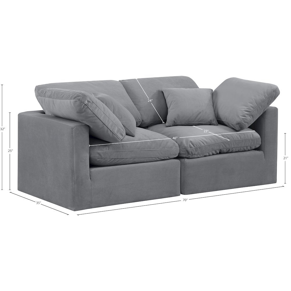 Indulge Grey Velvet Modular Sofa