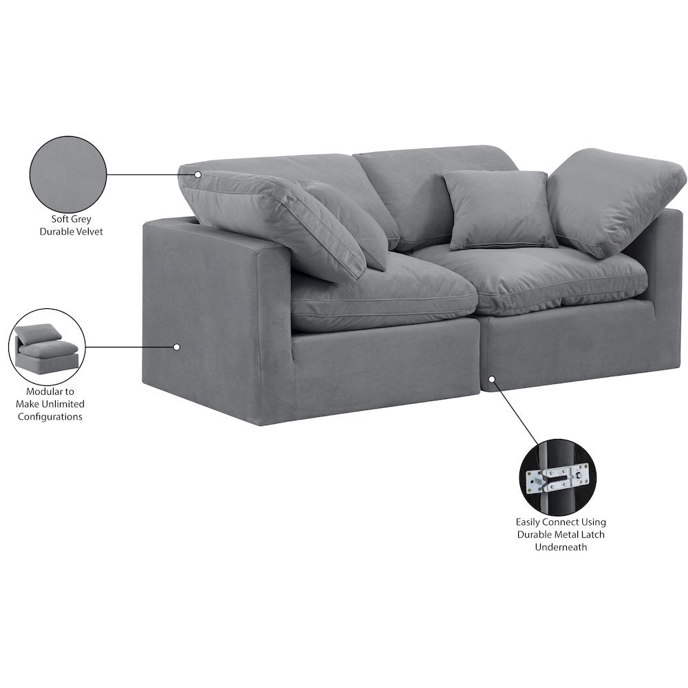 Indulge Grey Velvet Modular Sofa