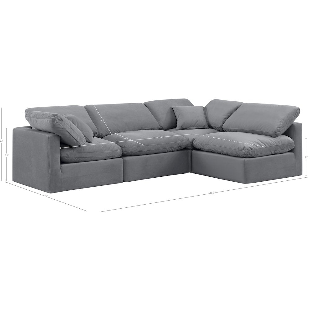 Indulge Grey Velvet Modular Sectional