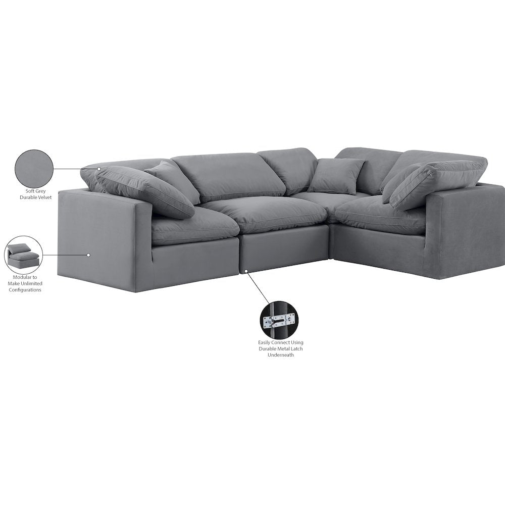 Indulge Grey Velvet Modular Sectional