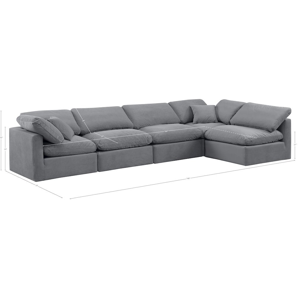 Indulge Grey Velvet Modular Sectional