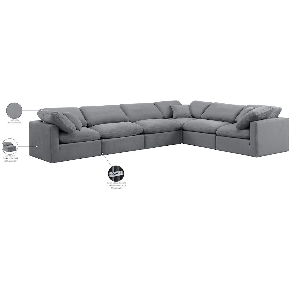 Indulge Grey Velvet Modular Sectional