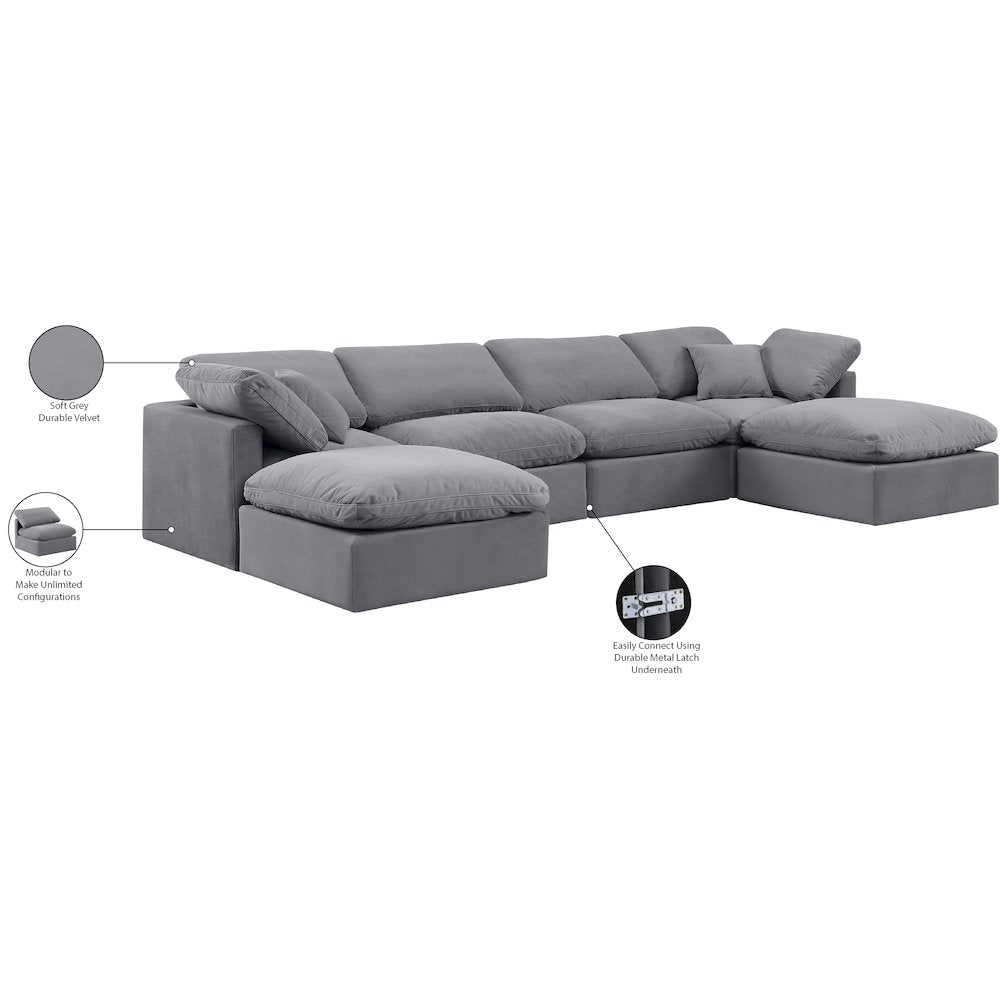 Indulge Grey Velvet Modular Sectional