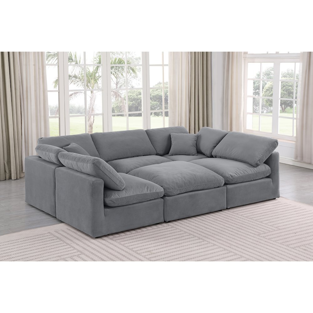 Indulge Grey Velvet Modular Sectional
