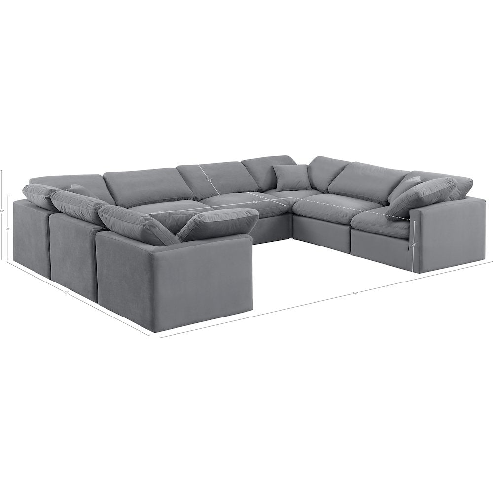 Indulge Grey Velvet Modular Sectional