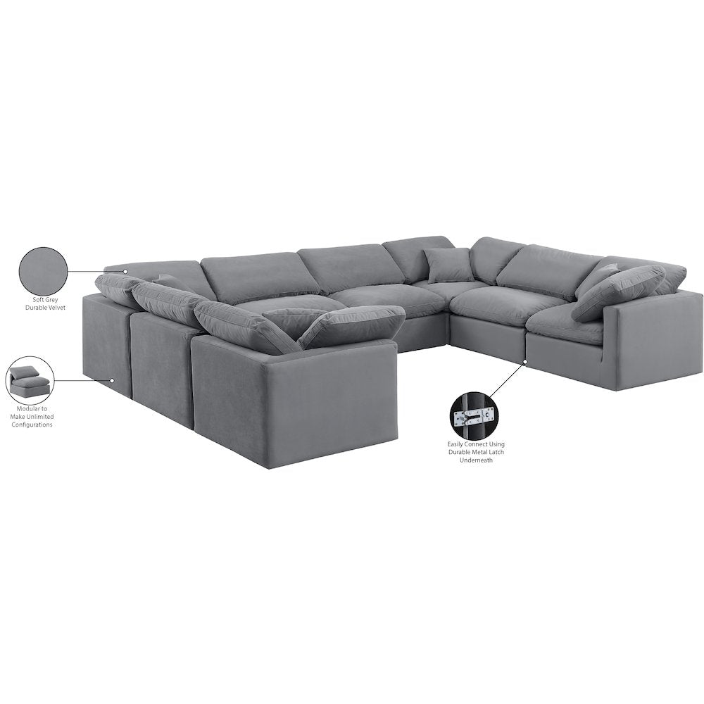 Indulge Grey Velvet Modular Sectional