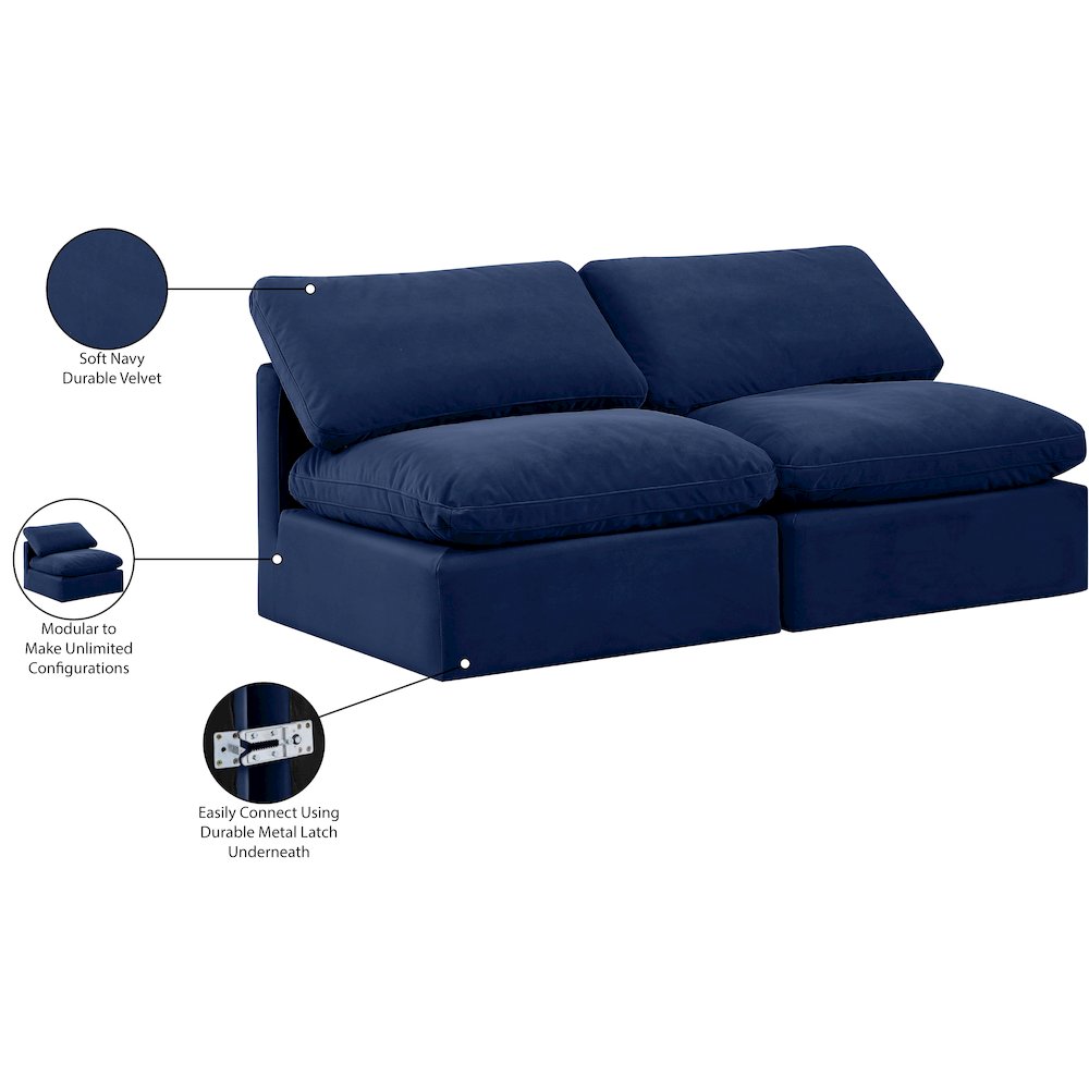 Indulge Navy Velvet Modular Sofa