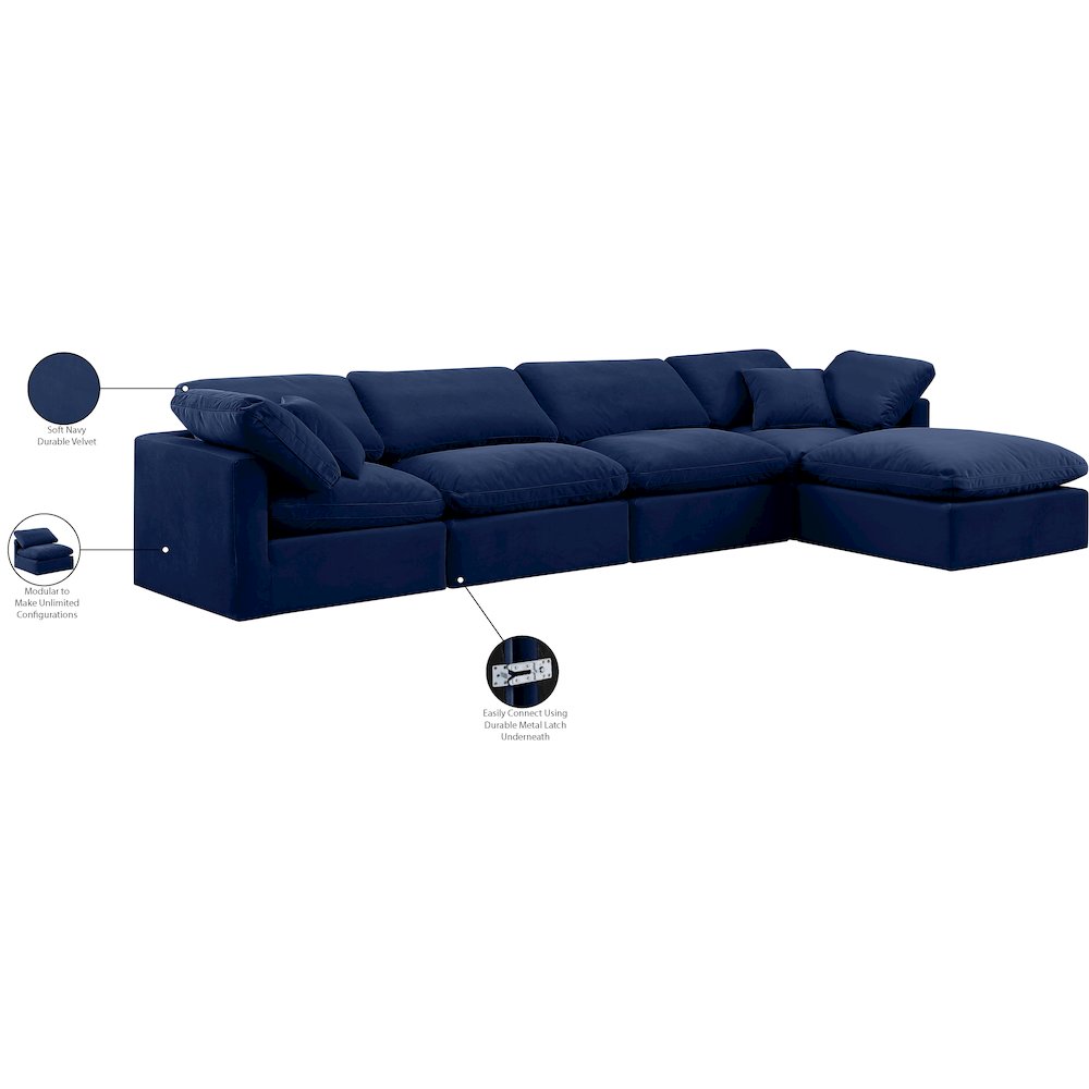 Indulge Navy Velvet Modular Sectional