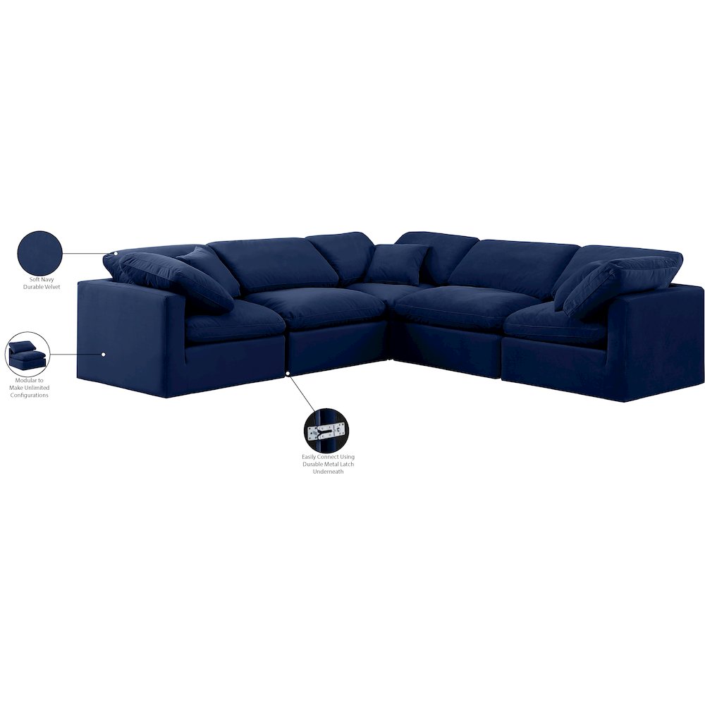 Indulge Navy Velvet Modular Sectional