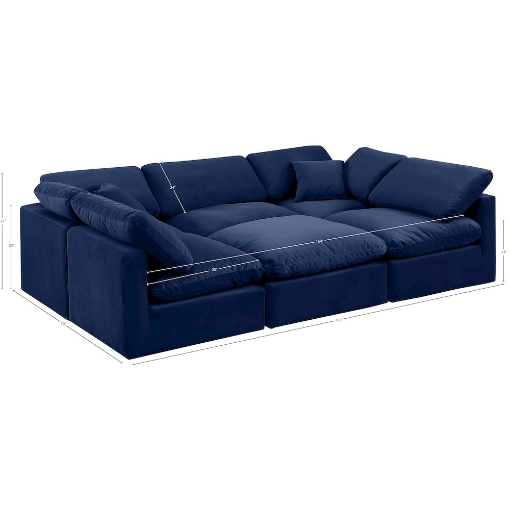 Indulge Navy Velvet Modular Sectional