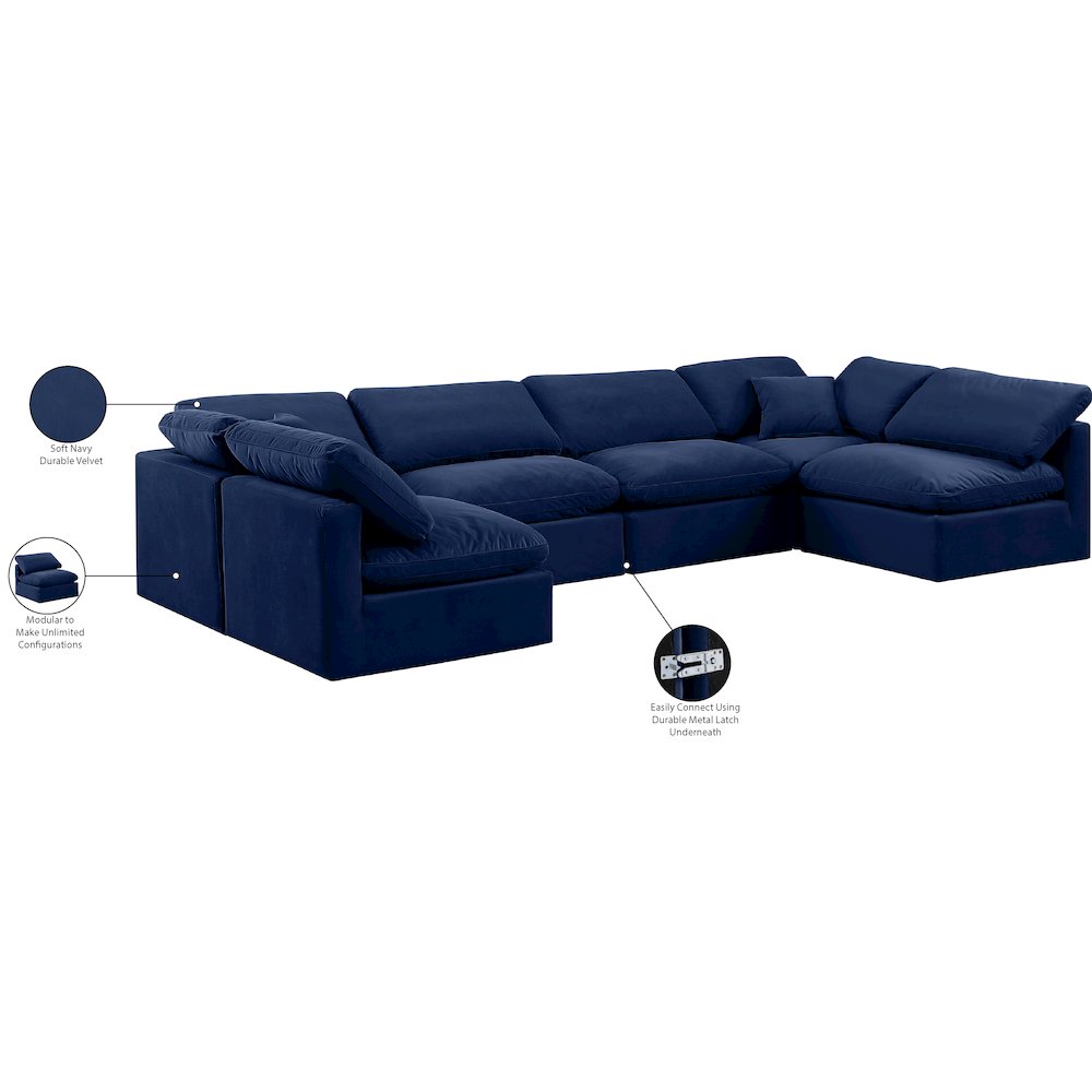 Indulge Navy Velvet Modular Sectional