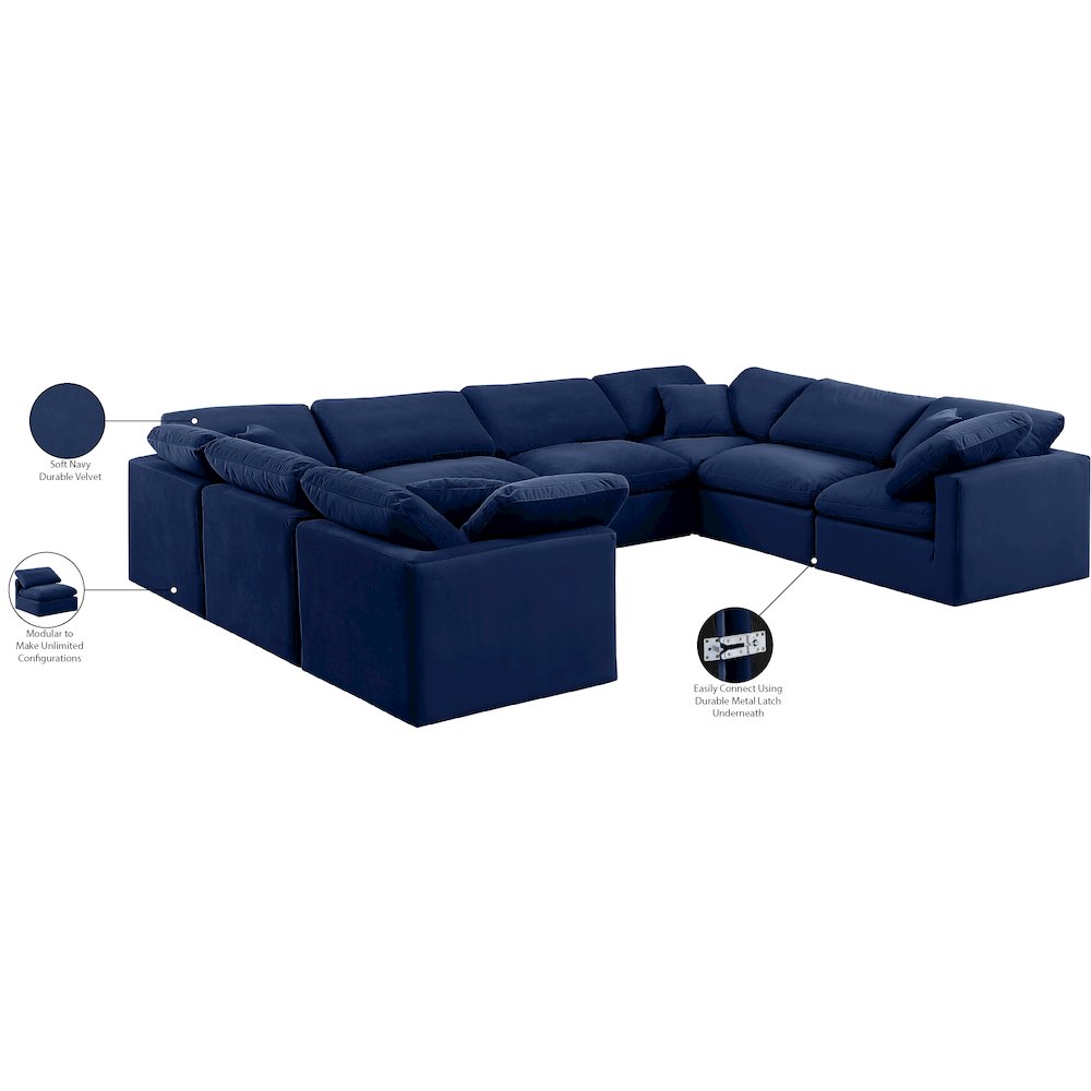 Indulge Navy Velvet Modular Sectional