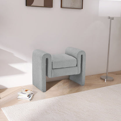 Stylus Grey Boucle Fabric Bench
