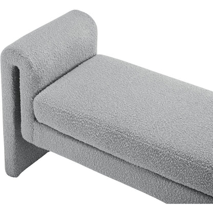 Stylus Grey Boucle Fabric Bench