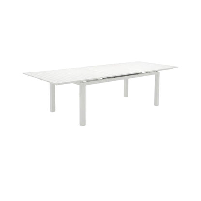 Contemporary White Outdoor Dining Table For Patio With Adjustable Width