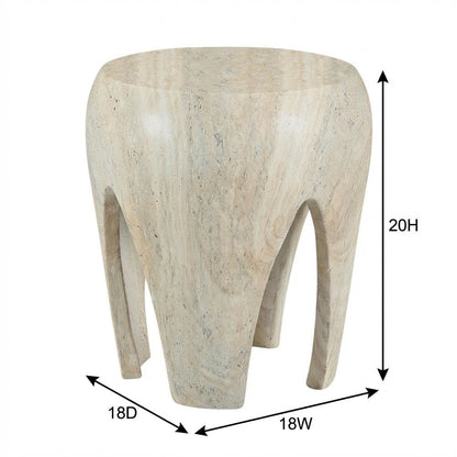 Concrete And Fiberglass Indoor/Outdoor Round End Table With Art Deco Style