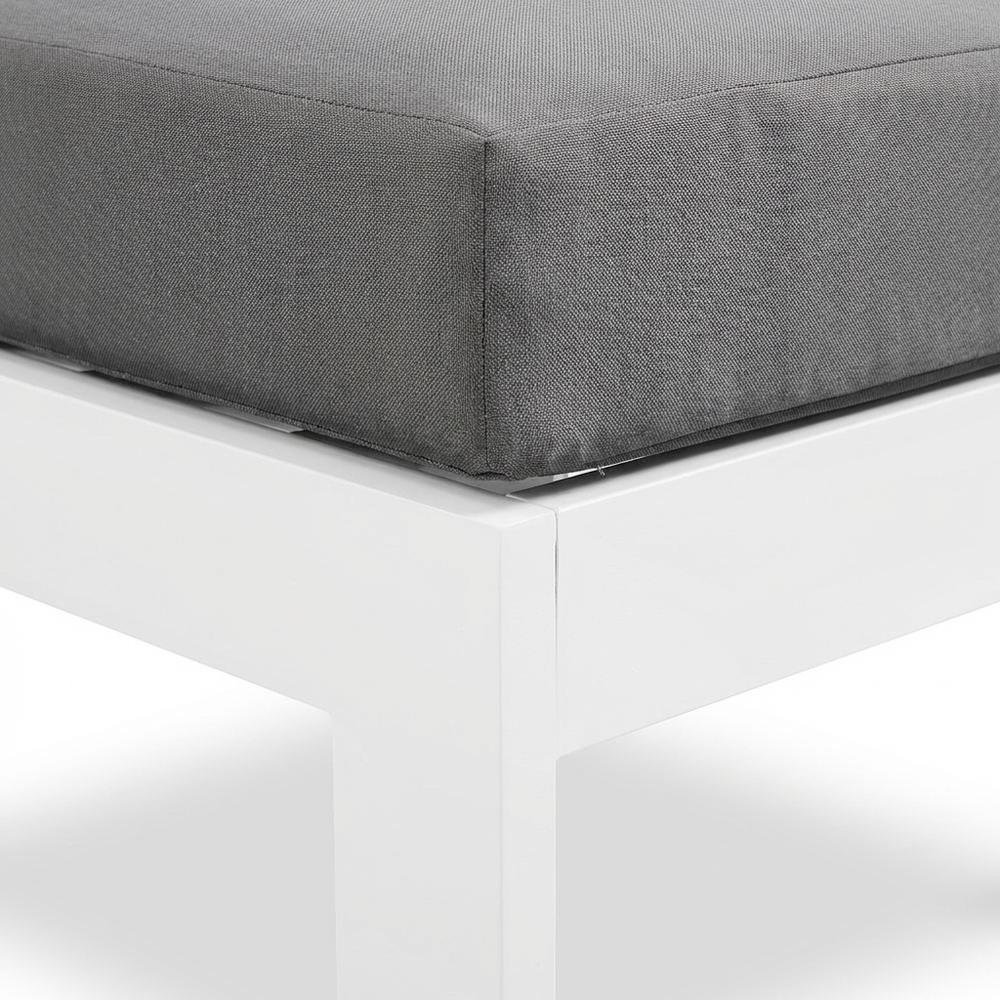 Gray Outdoor Patio Armless Aluminum Chair With Cushioned Seat