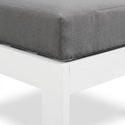 Gray Outdoor Patio Armless Aluminum Chair With Cushioned Seat