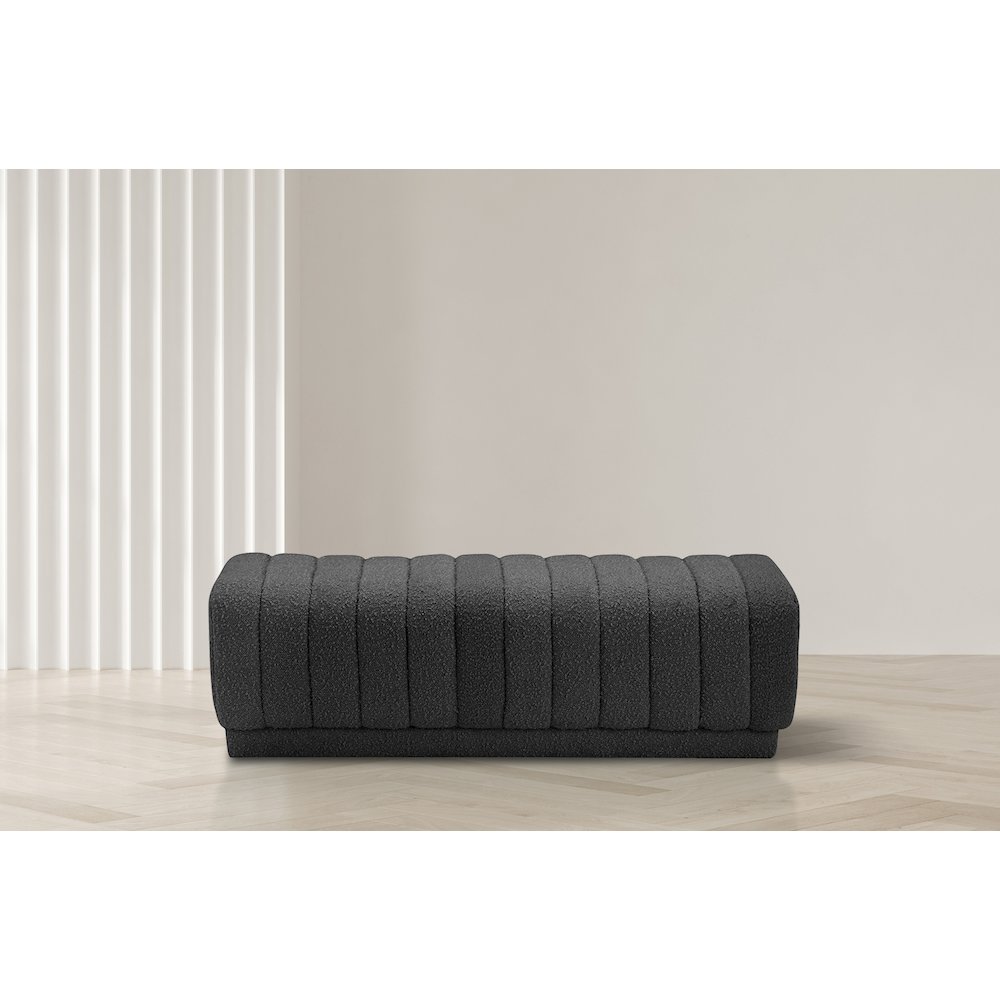 Heathrow Black Boucle Fabric Ottoman/Bench