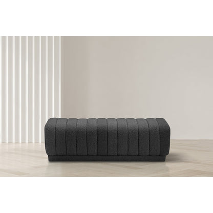 Heathrow Black Boucle Fabric Ottoman/Bench