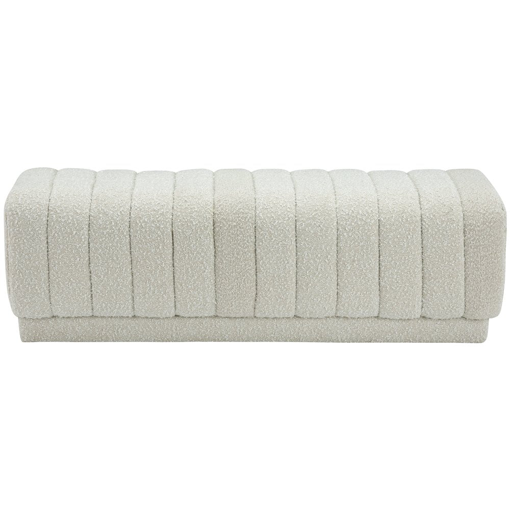 Heathrow Cream Boucle Fabric Ottoman/Bench