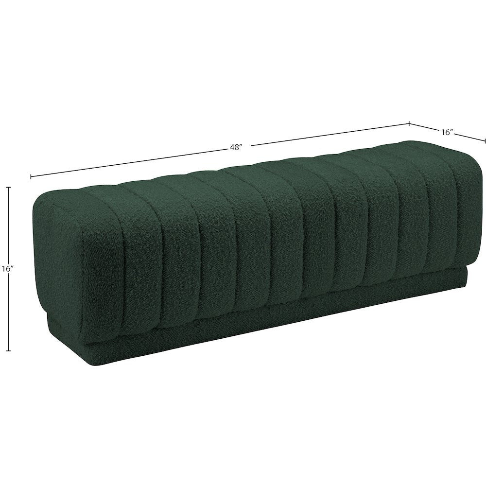 Heathrow Green Boucle Fabric Ottoman/Bench