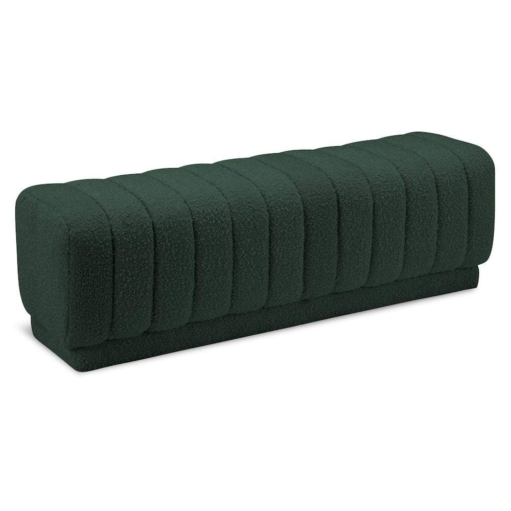 Heathrow Green Boucle Fabric Ottoman/Bench