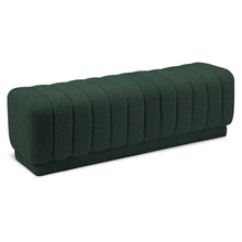 Heathrow Green Boucle Fabric Ottoman/Bench