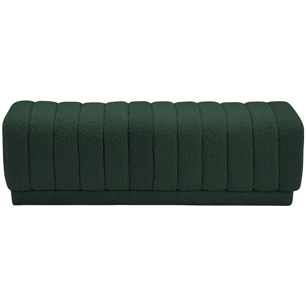 Heathrow Green Boucle Fabric Ottoman/Bench