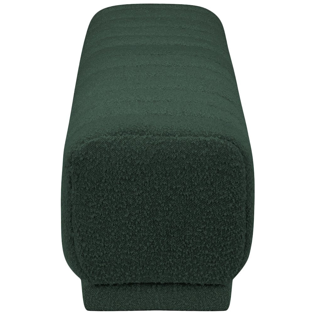 Heathrow Green Boucle Fabric Ottoman/Bench