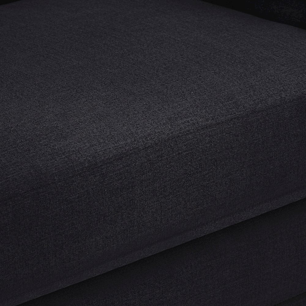 Kimora Black Linen Textured Fabric Loveseat