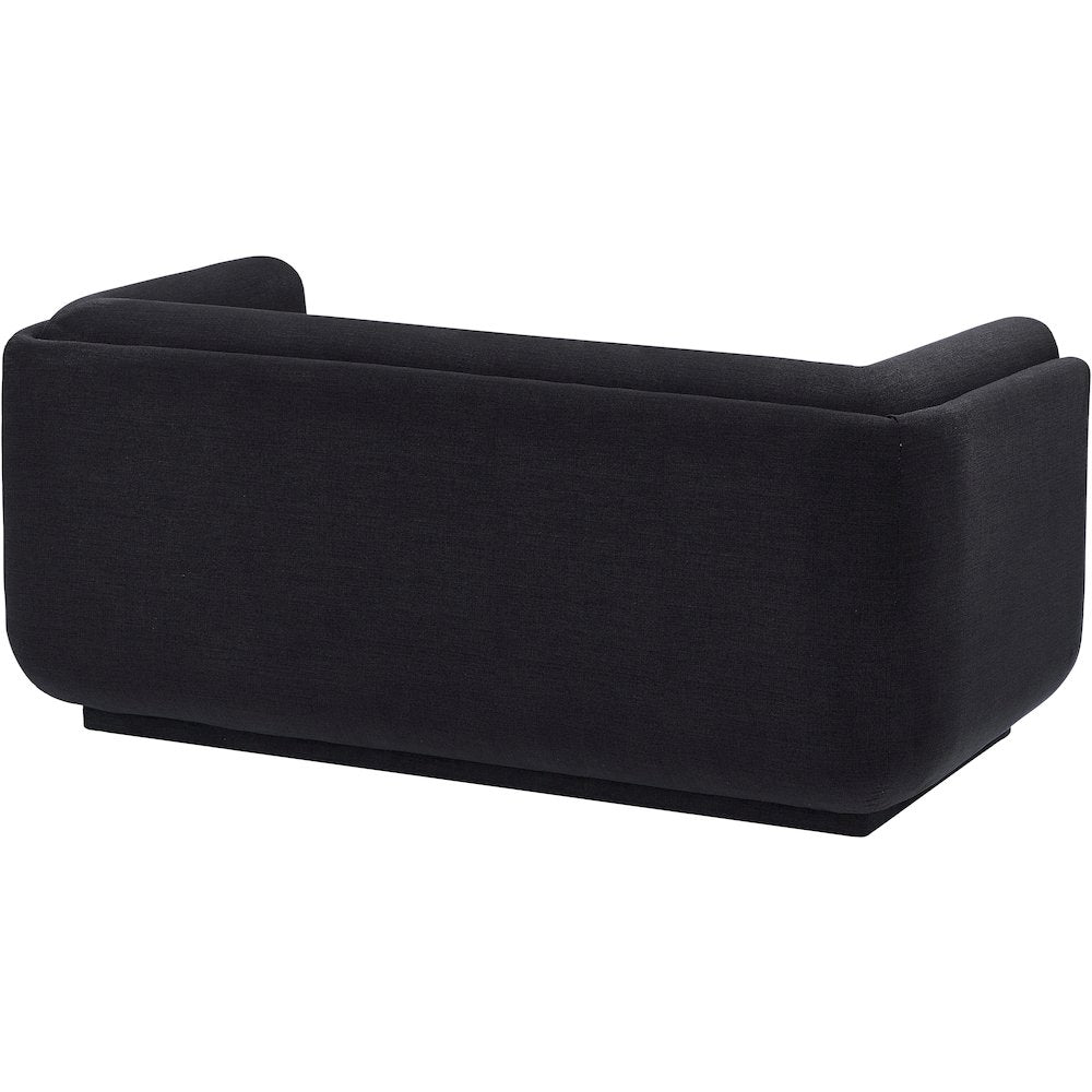 Kimora Black Linen Textured Fabric Loveseat