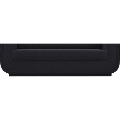 Kimora Black Linen Textured Fabric Loveseat