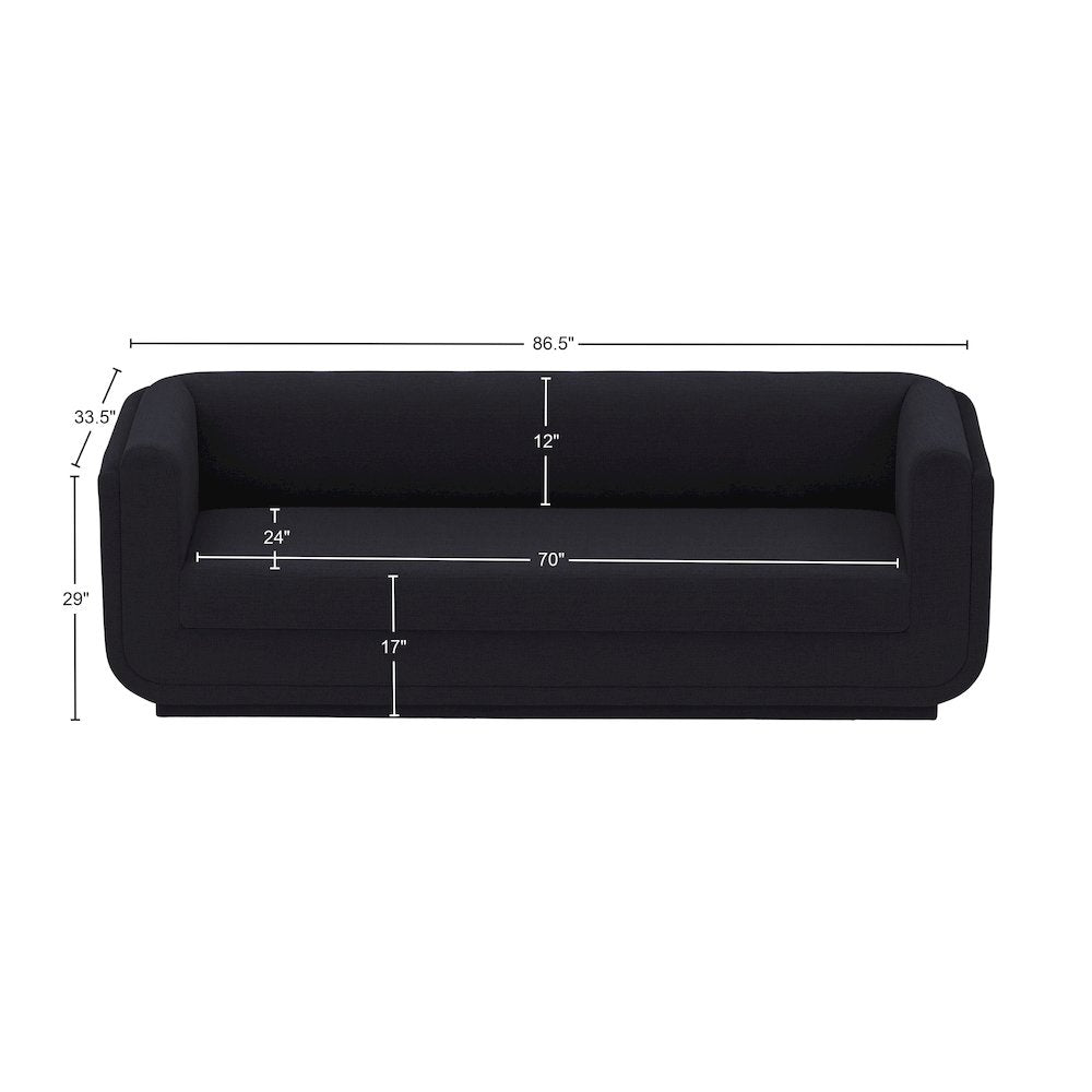Kimora Black Linen Textured Fabric Sofa