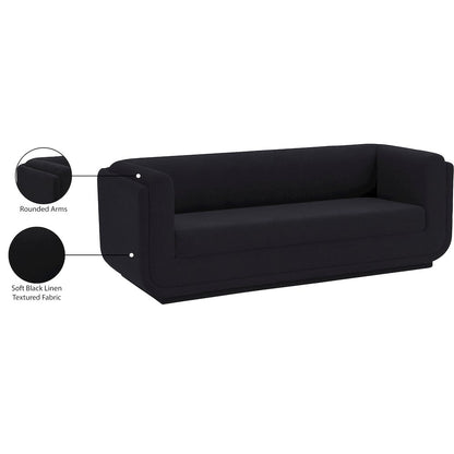 Kimora Black Linen Textured Fabric Sofa