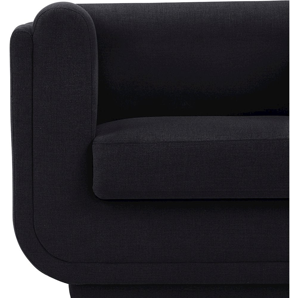 Kimora Black Linen Textured Fabric Sofa