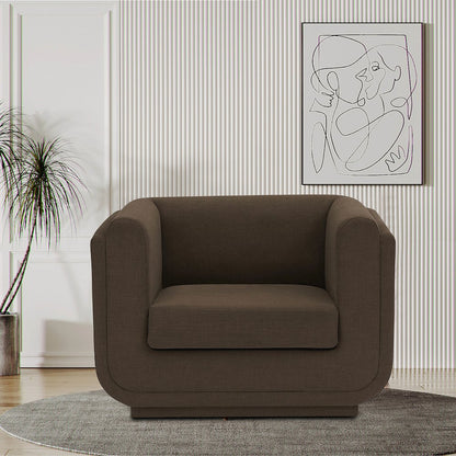 Kimora Brown Linen Textured Fabric Chair