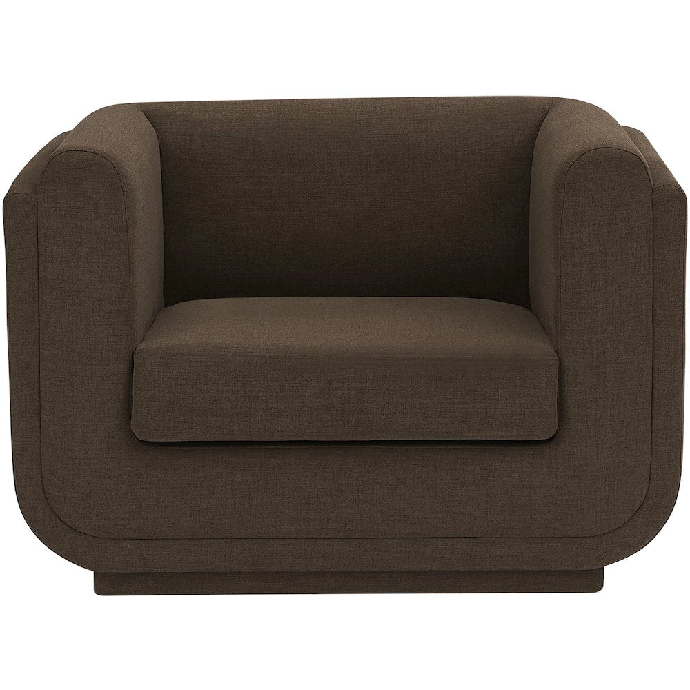 Kimora Brown Linen Textured Fabric Chair