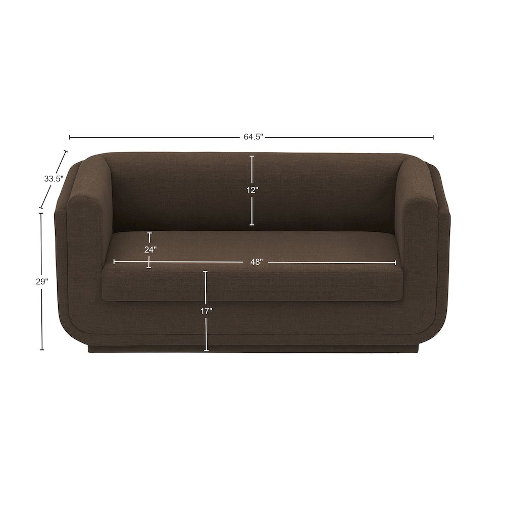 Kimora Brown Linen Textured Fabric Loveseat