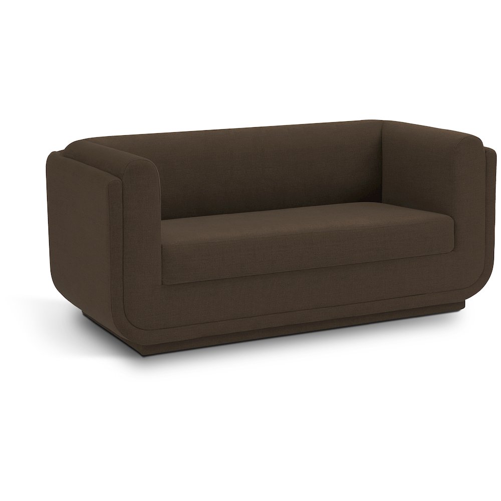 Kimora Brown Linen Textured Fabric Loveseat