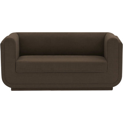 Kimora Brown Linen Textured Fabric Loveseat