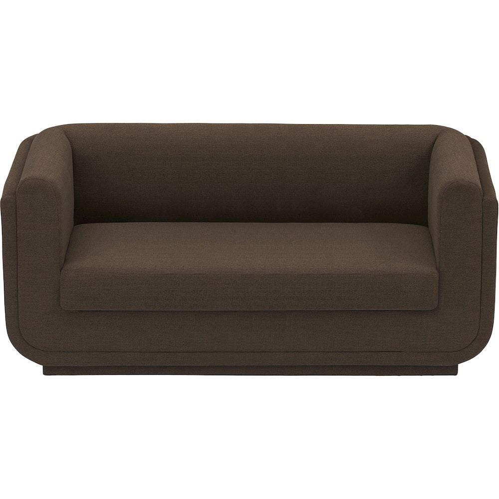 Kimora Brown Linen Textured Fabric Loveseat