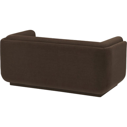 Kimora Brown Linen Textured Fabric Loveseat