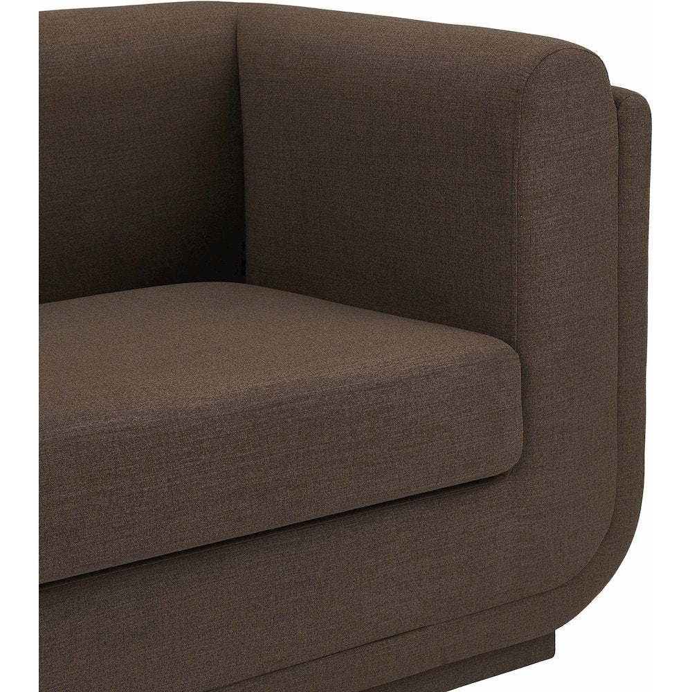 Kimora Brown Linen Textured Fabric Loveseat