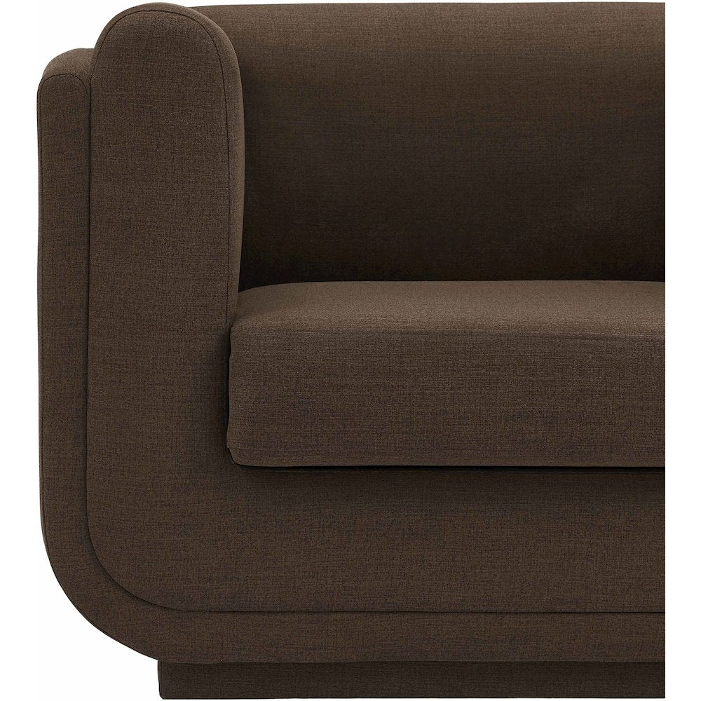 Kimora Brown Linen Textured Fabric Loveseat