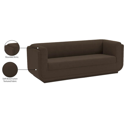 Kimora Brown Linen Textured Fabric Sofa