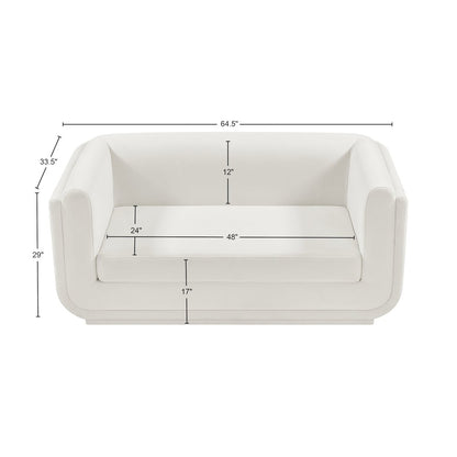 Kimora Cream Linen Textured Fabric Loveseat